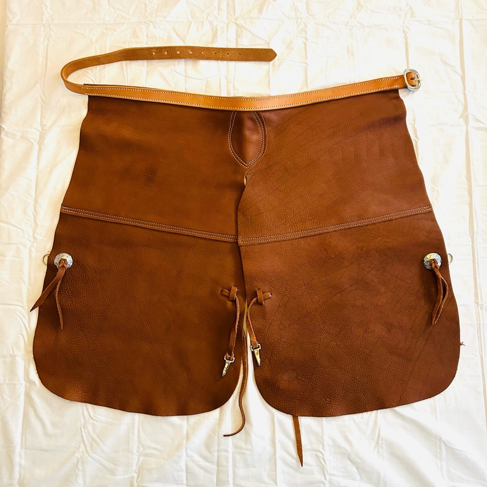 Rare Handmade Leather Chaps Apron Western Style